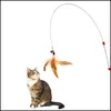 猫のおもちゃワイヤーおもしろいおもちゃとフェザーベルスティックペット用品ティーザースレッドドロップデリバリーホームガーデンdhmfw