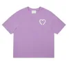 Camisetas de verano para hombre Camisetas de diseñador de manga corta Amis Cuello redondo Hip Hop Camiseta bordada Corazón suelto Top Lgpu