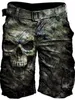 Shorts pour hommes Vintage hommes Cargo été décontracté taille moyenne couture poches lâche pantalon court mode crâne imprimé hommes Streetwear