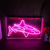 Shark Man Cave ledde neonskylt heminredning nyår vägg bröllop sovrum 3d nattljus