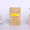 Kraft Paper Bag 12 Sizes Stand Up Gift Dried Food Fruit Tea Packaging Pouches Kraft Paper Window Bag Retail Zipper Self Sealing