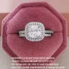 Solitaire Ring 2023 New Silver Color Bride Cushion Cut Finger Sets For Women Jewelry Pure Wedding Engagement s Personalized R5997b Y2303