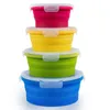 Bowls Round Collapsible Silicone Storage Container Folding Lunch Box For Outdoor Sports