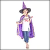 Andere feestelijke feestbenodigdheden Halloween -mantelpet voor festival fancy jurk kinderen kostuums heksenwizard jurk gewaad en hoeden costum dhwlf