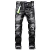 Heren jeans zwart Jeans voor heren rechte elastische broek borduurwerk mode broek streetwear stijl met gebroken gat herenkleding maat 28 tot 38 luxe broek