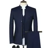 Herenpakken Blazers Heren Casual Boutique Wit Mock Collar Chinese stijl 3 -delige gemonteerde jas jasbroek Tank Top 230329