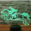 Veilleuses 3D lumière LED monter une équitation avec 7 couleurs pour la décoration de la maison lampe incroyable visualisation illusion d'optique