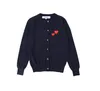 Designer Men's Sweaters CDG Com Des Garcons Play Women's Red Hearts Sweater Apricot Button Wool V Neck Cardigan Size XL