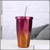 Tumblers 500Ml Stainless Steel Diamond Car Cups Travel Coffee Mug Tea Mugs With Lid And St Gradient Drop Delivery Home Garden Kitche Dhhgc