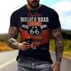 Erkek tişörtleri büyük boyutlarda yaz erkek vintage gevşek giyim kısa moda Amerika rotası 66 Basılı mektuplar kırmızı nefes alabilen 230330