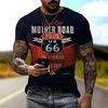 Masculino masculino masculino de tamanhos grandes de tamanhos grandes Vintage Loose Fashion Fashion America Rota 66 Letras impressas O vermelho respirável 230330