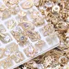 Nail Art Decorations 100PCS Luxury Charms Bulk Random Zircon s Deocration Shiny Alloy Jewelry For Gold Accessories 230329