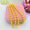 24k Gold Filled Figaro Chain Men's Hollow Round Bead Necklace