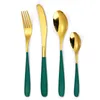 Set di stoviglie 4 pezzi Coltello e forchetta cucchiaio in acciaio inossidabile 304 Crescent Western Steak Set El placcato in oro