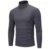 Men's T Shirts 2023 Male Winter T-Shirts Warmer Fashion Mens Cotton Turtle Neck Turtleneck Sweaters Stretch Shirt Tops Plus Size