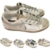 Designer Uomo Scarpe bianche dorate Donna Glitter argento Vera pelle Linguetta con lacci Super Star Scarpe GB vecchio stile Sneaker bassa Vera pelle bovina con dimensioni della scatola 35-45