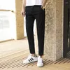 Mäns kostymer Summer Men's Ankle-Length Suit Pants Draping Croped Straight Casual Trousers Man Loose Korean Clothing Office Dress H135