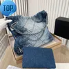 Shoulder Bags Channel 22 Denim Grand Shopping Bag Tote Travel Designer Woman Sling Body Most Expensive Handbag with Silver Chain Gabrielle QuiltedHeDl
