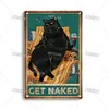 Rétro chat noir Art peinture plaque en métal Vintage drôle animal affiche Garage Bar Club cuisine homme grotte maison décoration murale plaque 30X20 cm W03