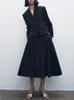 Deux pièces robe 2023 Style mode femmes Blazer jupes ensembles femme bureau dame élégant simple boutonnage vestes mi-mollet a-ligne solide