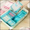 Storage Bags 6Pcs/Set Trip Lage Organizer Polyester Portable Travel Partition Pouch Home Organization Accessories Supplies Drop Deli Dhjhw