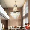 Ljuskronor Crystal Chandelier Light Luxury Simple Modern Duplex Staircase Long Hanging Lamp Villa El Gold Fixture Luster E14