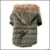 Dog Apparel Pet Coat Winter Warm Small Clothes For Soft Fur Hood Puppy Down Jacket Clothing 5 Sizes Drop Delivery Home Garden Supplie Dhjqt