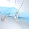 Halsband örhängen set modesmycken lyx romantisk dubbel hjärta brud bröllop lady vit opal och örhänge set