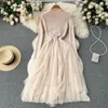 Kvinnor Casual Dresses Design Korean Maxi Autumn Sweet O Neck Puff Sleeve A-Line Dress Elegant Fashion Streetwear Long Dresses 2023