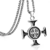 Pendant Necklaces Diyalo CSPB St. Benedict Cross Necklace Catholic Antique Exorcism Protector For Men Stainless Steel Jewelry