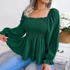 Women's Blouses 2023 Spring Women White Bustier Corset Top Vintage Square Collar Lantern Long Sleeve Ruffle Blouse Woman Casual Backless