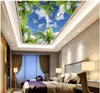 Wallpapers Custom Po Background 3d Ceiling Murals Wallpaper Coconut Tree Blue Sky White Seagull Living Room For Walls