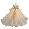 S Stupy Flower Rise Gold Seques Appliques Kids Teens Little Girl Toddler Gown Abito da festa per il