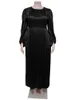 Plus size jurken wmstar maat voor vrouwen herfstkleding vast o nek geplooide elegant feest zoete maxi jurk groothandel druppel 230330