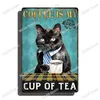 Funny Black Cat Metal Tin Sign Vintage Poster Bathroom Wall Art Decor Man Cave Cafe Garage Home Decoration Plate 30X20cm W03