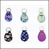 Part Favor Neoprene Chapstick Holder Keychain Mini Coin Wrap Key Chain Carry Case Printade ringar Random Color Send Drop Delivery Hom DHFBZ