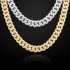 18k Gold White Plated 15mm Jewelry Hip Hop Cuban Bling Necklace