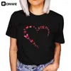 女性のTシャツヒョウヒョウハートビート半袖印刷グラフィックティーセンダンフレンズストリートウェアトップカワイイ服女性2023