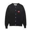 Maglioni da uomo firmati CDG Play Com Des Garcons Hearts Cardigan da donna Maglione con bottoni in lana Nero Scollo a V Taglia L