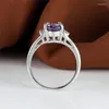 Wedding Rings Pear Cut Purple Zircon Engagement Ring Luxury Crystal Water Drop Stone Vintage Silver Color For Women Jewelry