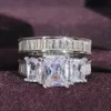 Solitaire Ring 2023 Ny Luxury Princess Silver Color Bride Wedding Set Africa Bridal For Women Lady Anniversary Gift Par Jewelry R5397 Y2303