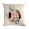 Pillow 45cmx45m Stick Figure Fist Pattern Linen Comfortable Cover Home Sofa Decorative Decor