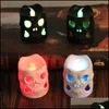 Candles Led Luminous Skl Candle Halloween Creative Haunted House Bar Party Decoration Black White Plastic Drop Delivery Home Garden Dhnnh