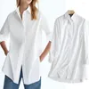 Bluzki damskie Maxdutti Blusas Mujer de Moda 2023 Long Blouse Women England Style Fashion Bawełny prosty rękaw Biała jesienna koszula