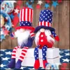 Party Gunst American Independence Day Gnome Red Blue Handmade Patriotic Dwarf Doll Kids 4th of JY Gift Home Decoration Drop Delivery Dhxmh