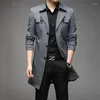 Men's Trench Coats Large 6XL 7XL 8XL Medium Long Coat Male 2023 Business Casual Men's Wear Dad Suit Collar Fat Big Size