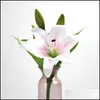 Fiori decorativi Ghirlande 3 teste Affascinante Real Touch Lily 38Cm Fiore artificiale Home Party Decor Decorazione floreale in seta Dhkbf
