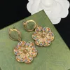 2023 Luxury Designer dangle Earrings Women's crystal Gold chain with colorful diamond flower Earrings no box