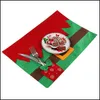 Decorações de Natal mesa Mat Santa Belt Ferry Dish Bowl Placemat com talheres Decoração de jantar Decoração Dedro Diretor Home Ga Dhui1