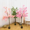 Decoratieve bloemen Kunstmatige rode esdoorn Tree Pot Ginkgo Leaf Bonsai Plant voor huis woonkamer tuin restaurant vloer ornament